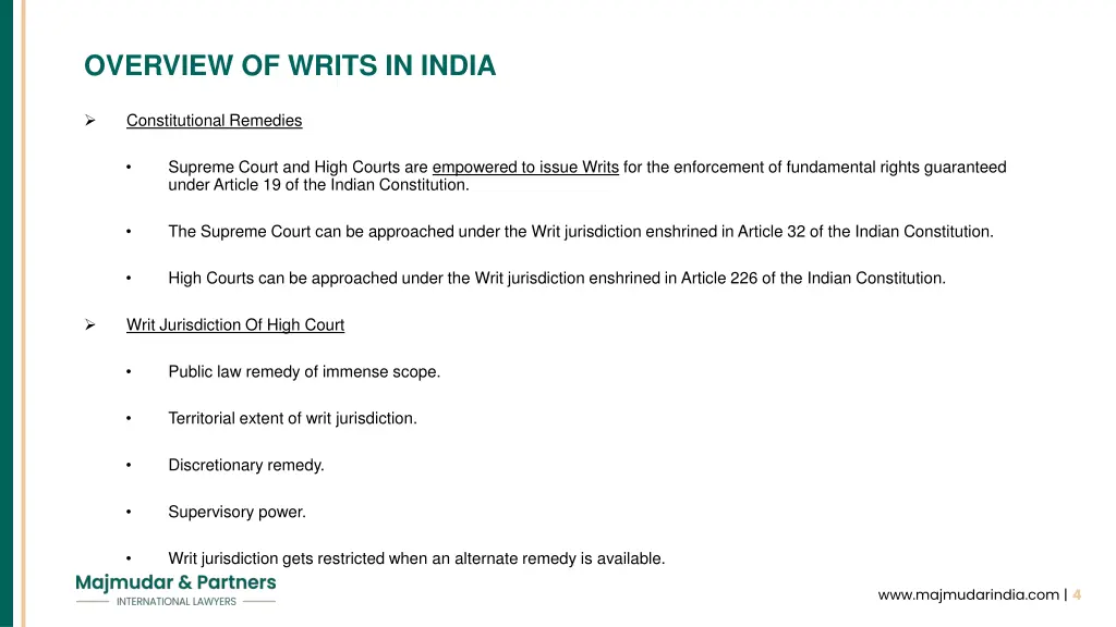 overview of writs in india