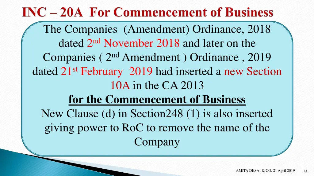 the companies amendment ordinance 2018 dated