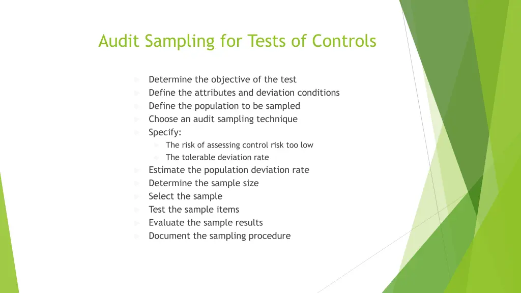 audit sampling for tests of controls