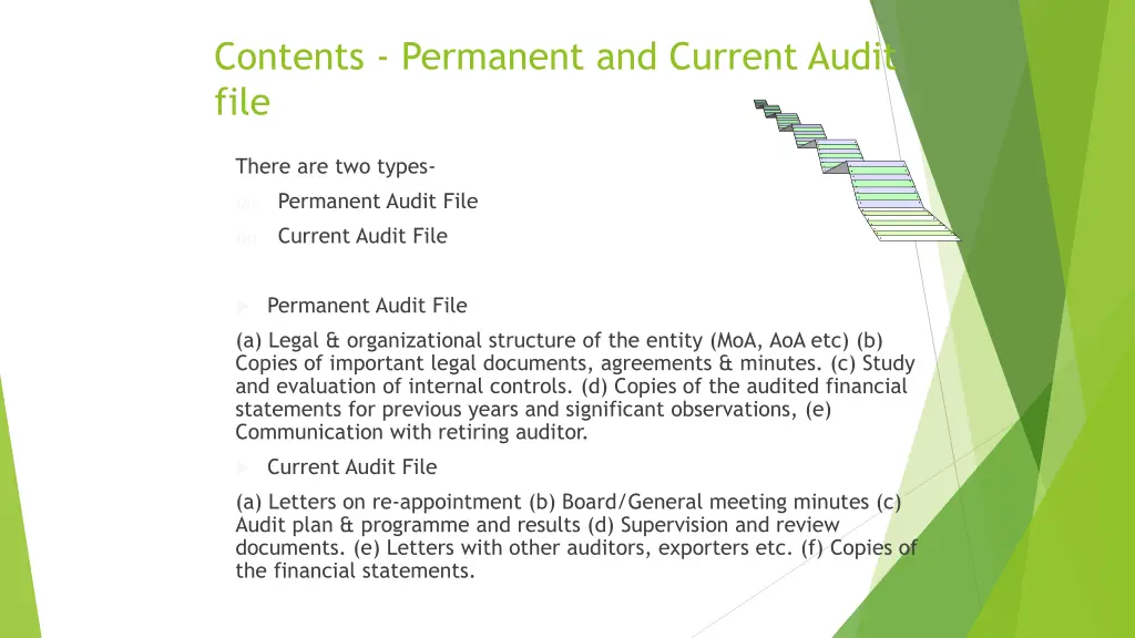 contents permanent and current audit file