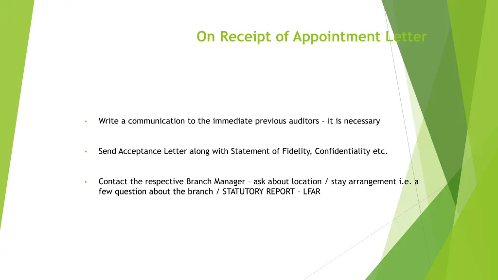 on receipt of appointment letter