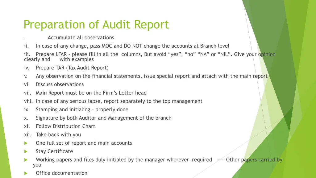 preparation of audit report