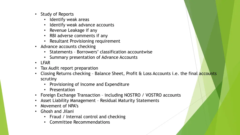 study of reports identify weak areas identify