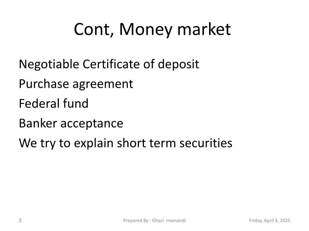 cont money market