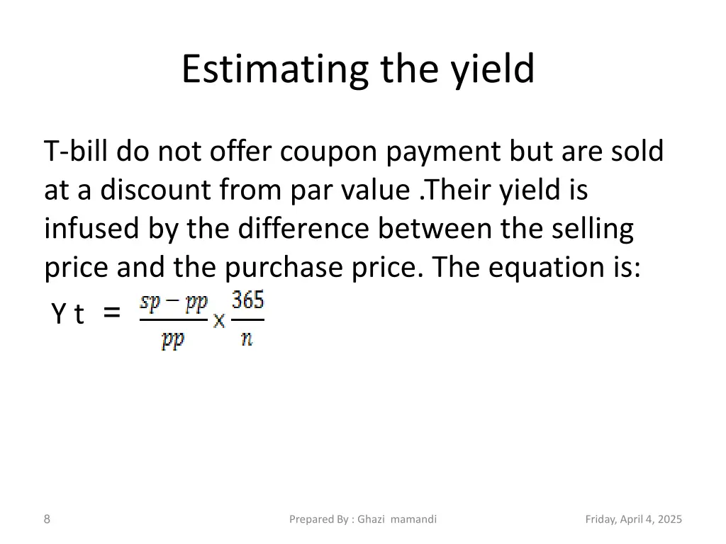 estimating the yield