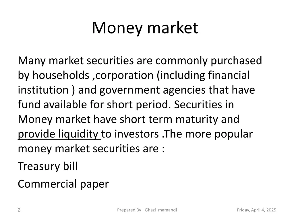 money market 1