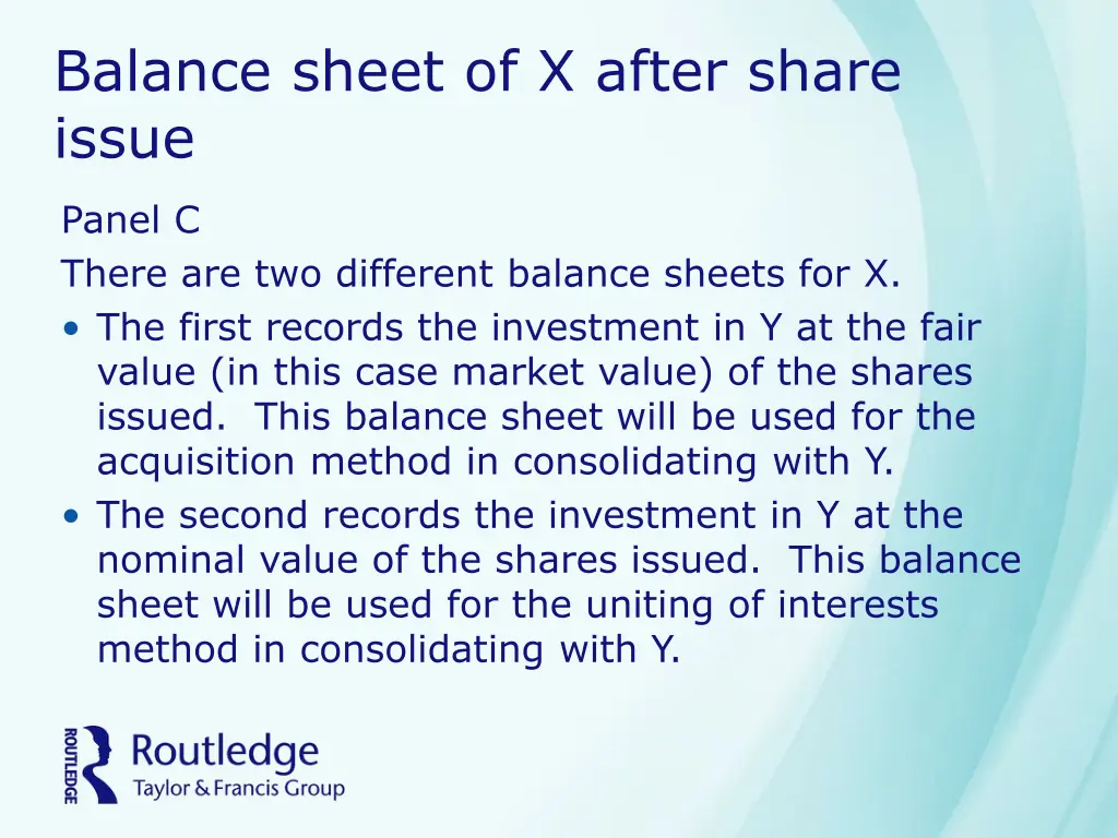 balance sheet of x after share issue