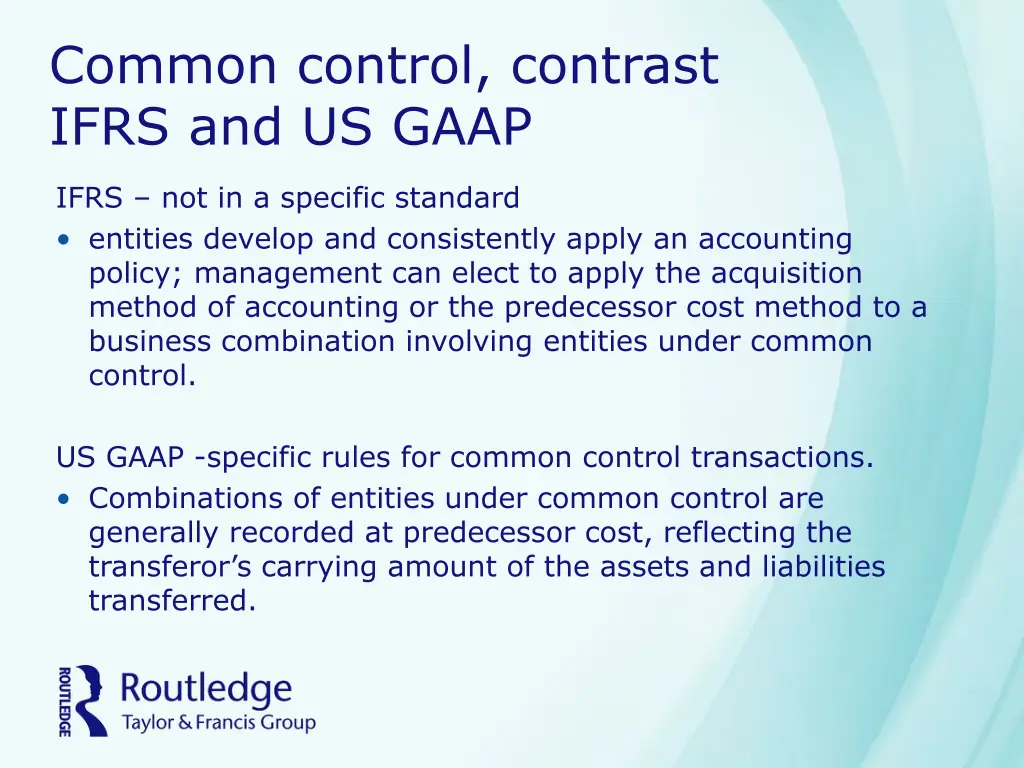 common control contrast ifrs and us gaap