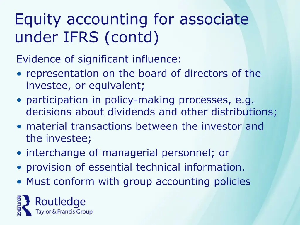 equity accounting for associate under ifrs contd
