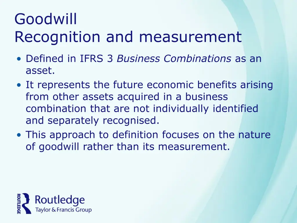 goodwill recognition and measurement