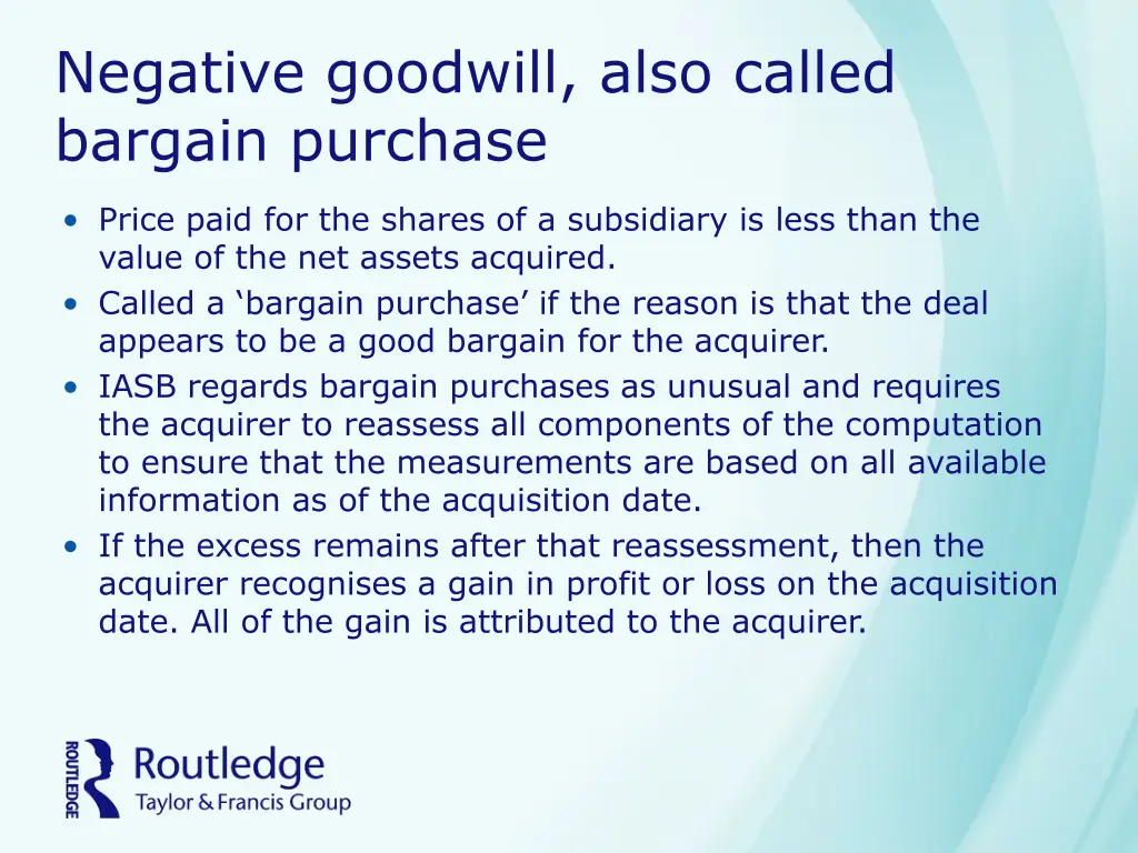 negative goodwill also called bargain purchase