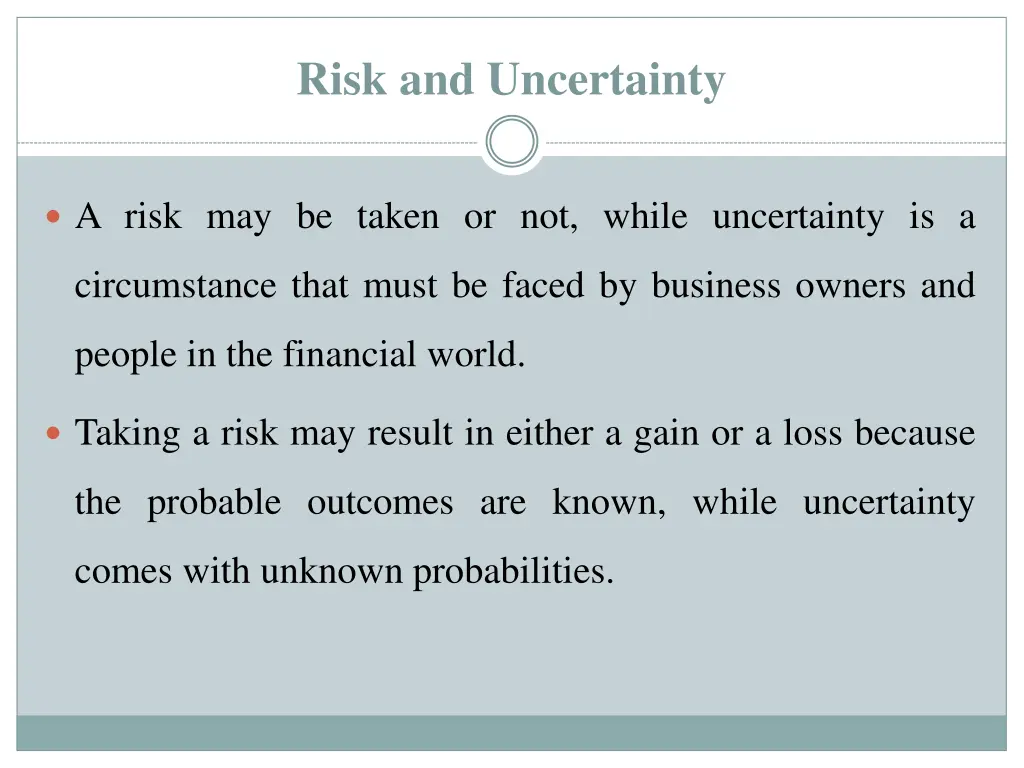 risk and uncertainty 1