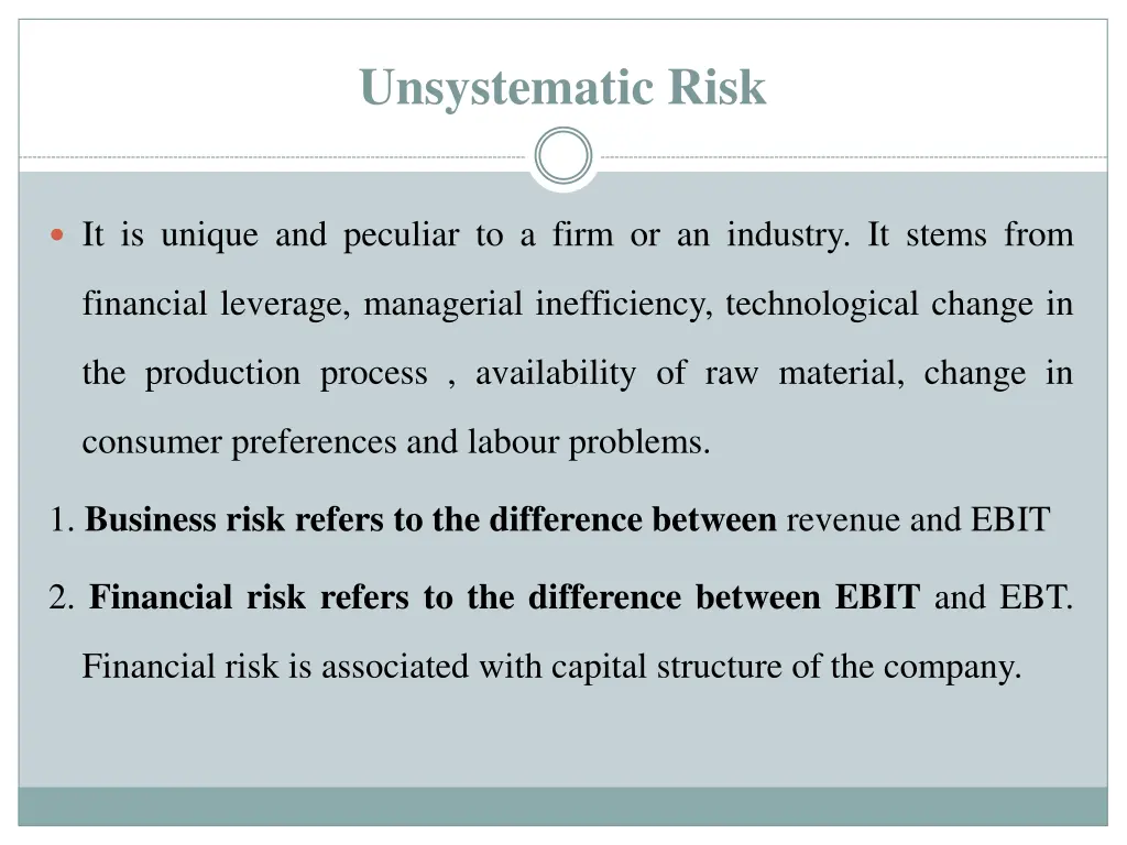 unsystematic risk