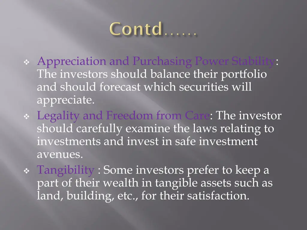 appreciation and purchasing power stability