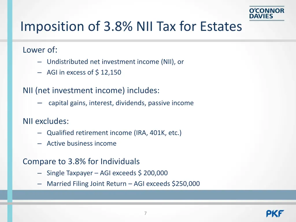imposition of 3 8 nii tax for estates