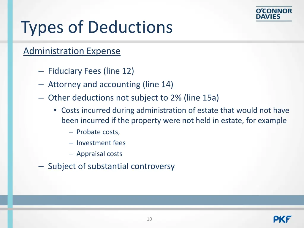 types of deductions 1
