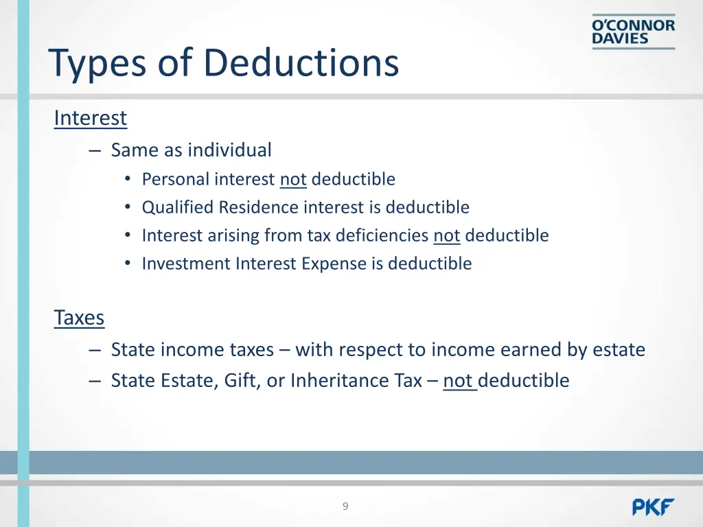 types of deductions