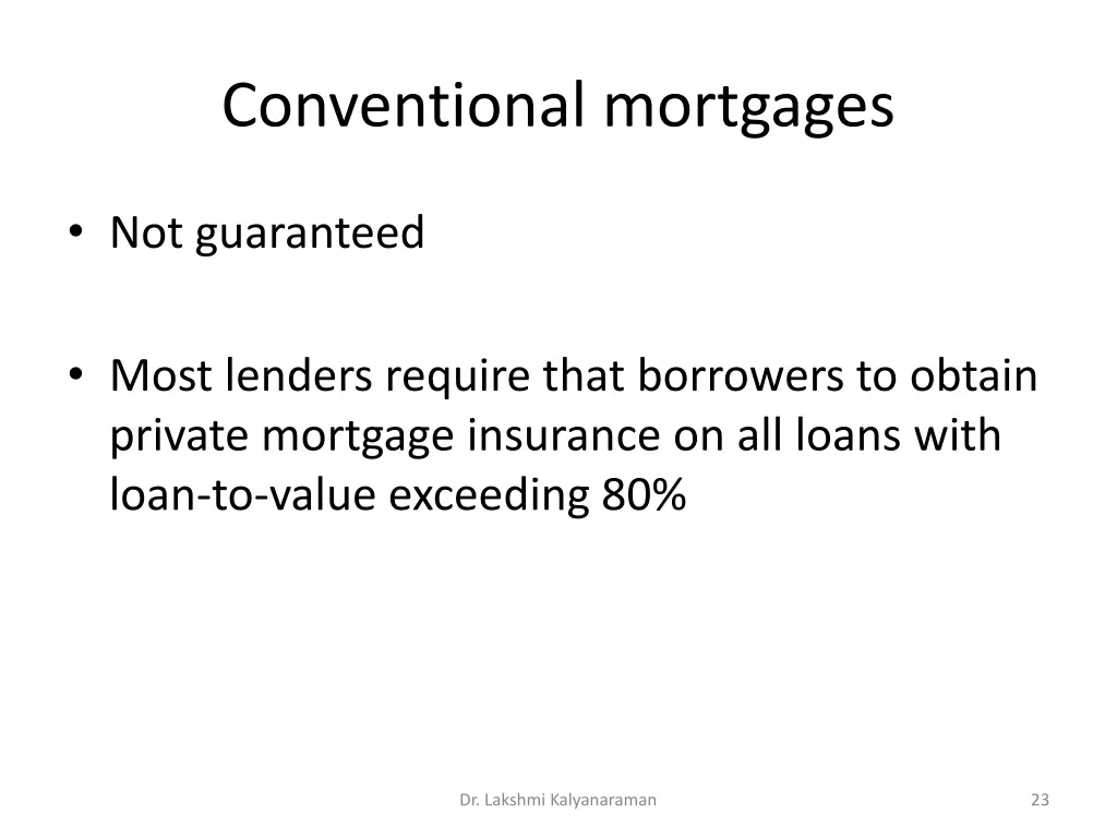 conventional mortgages