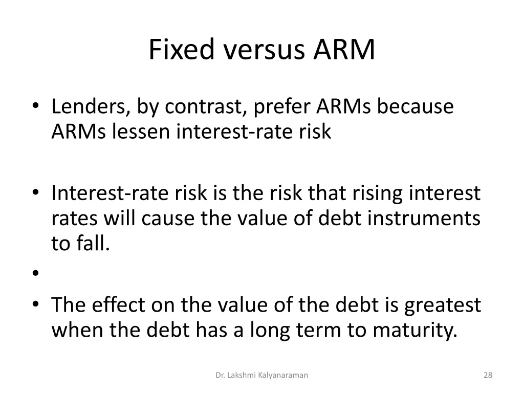 fixed versus arm 1