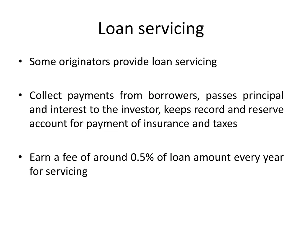 loan servicing