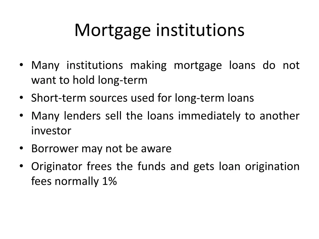 mortgage institutions