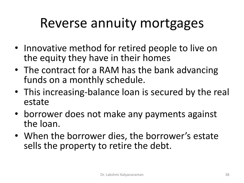 reverse annuity mortgages