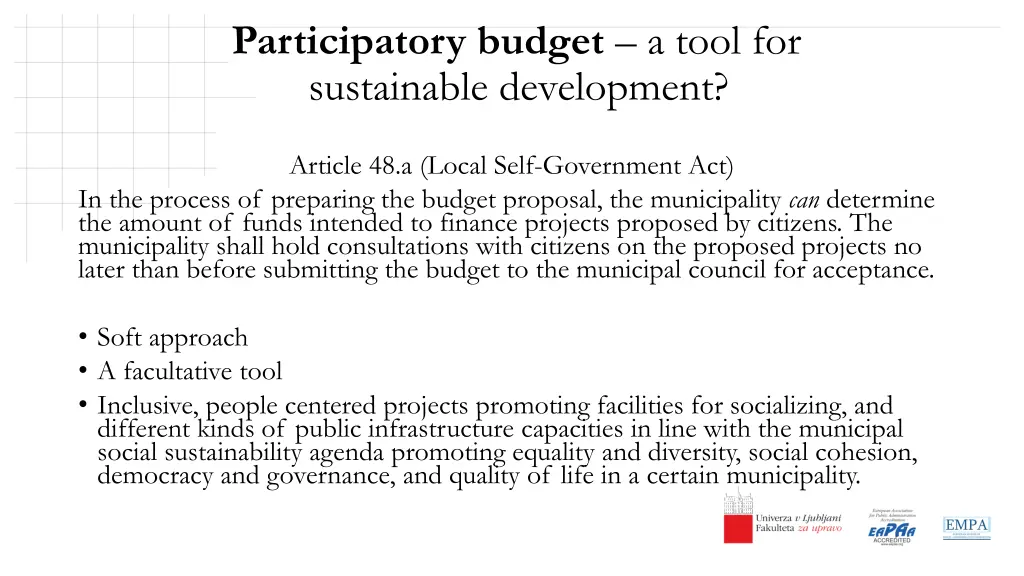 participatory budget a tool for sustainable