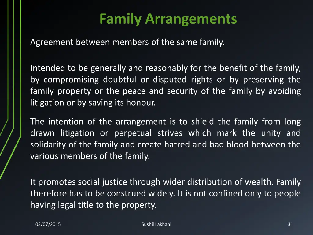 family arrangements