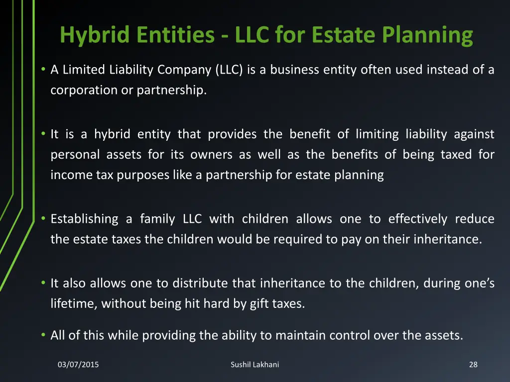 hybrid entities llc for estate planning