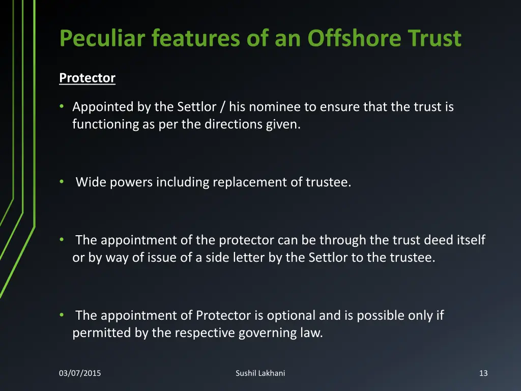 peculiar features of an offshore trust 1
