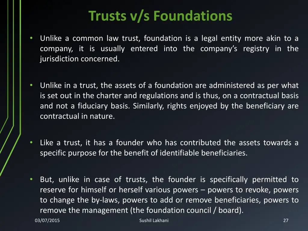 trusts v s foundations
