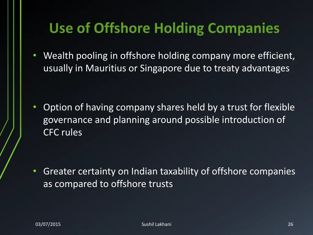 use of offshore holding companies