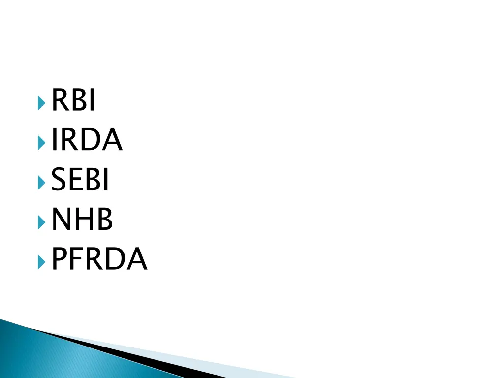 rbi irda sebi nhb pfrda