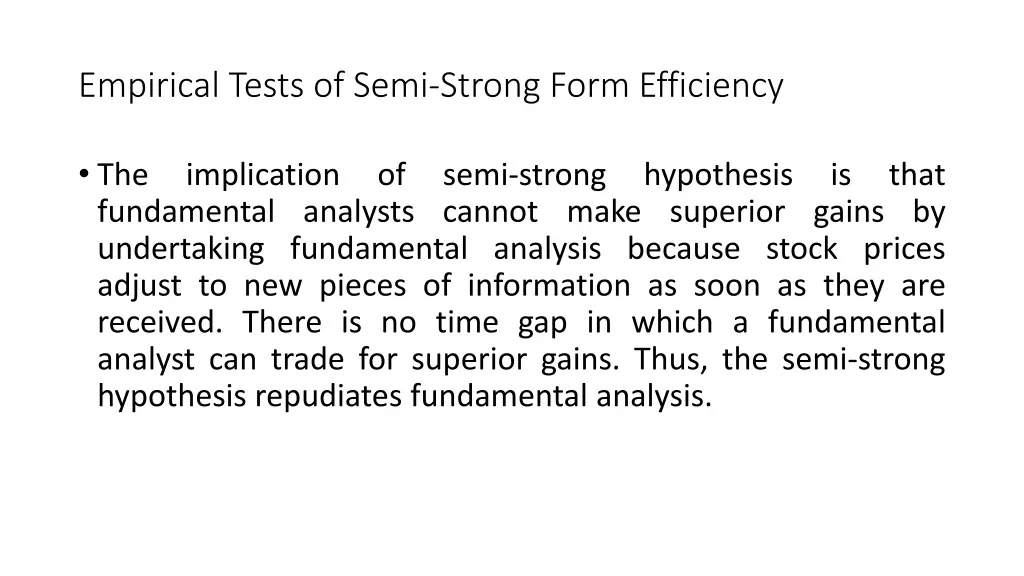 empirical tests of semi strong form efficiency 1