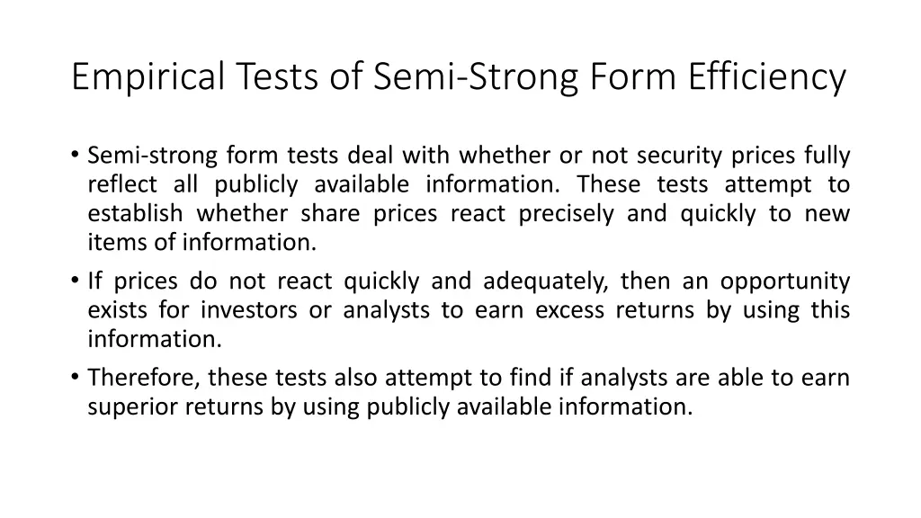 empirical tests of semi strong form efficiency 2