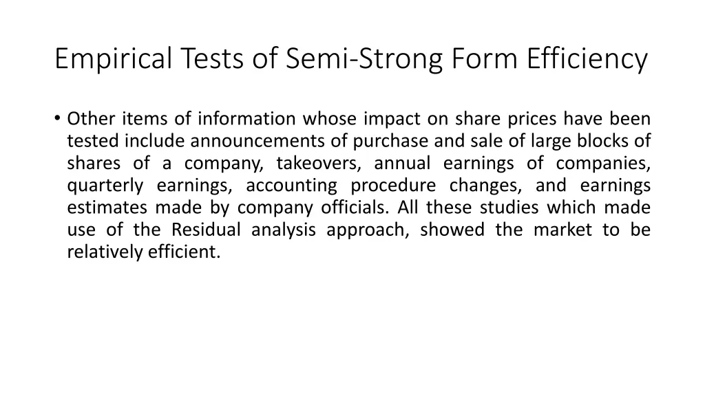 empirical tests of semi strong form efficiency 7