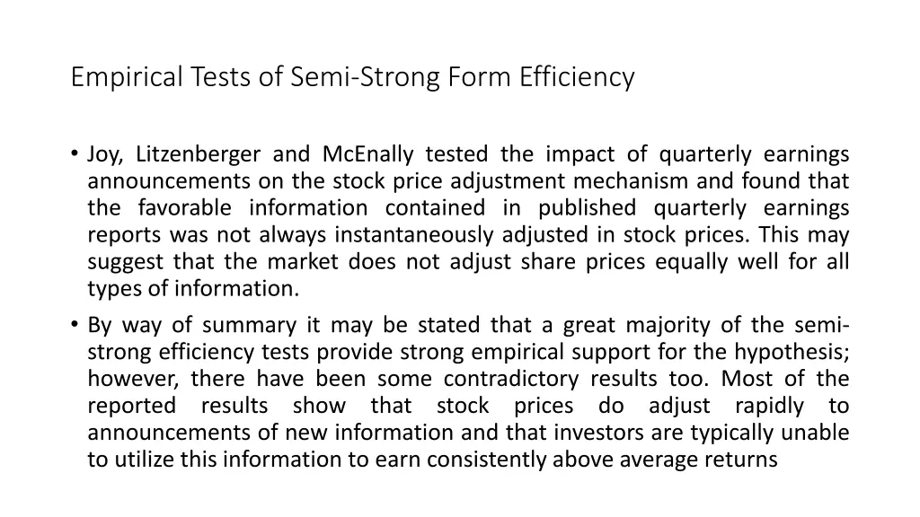 empirical tests of semi strong form efficiency 9