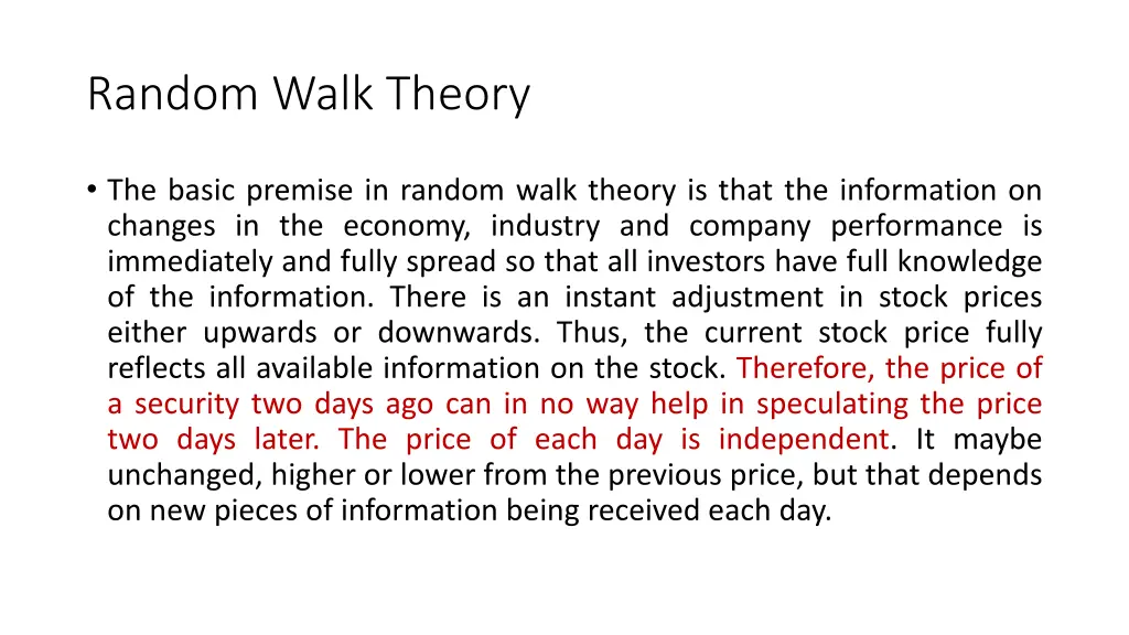 random walk theory 1