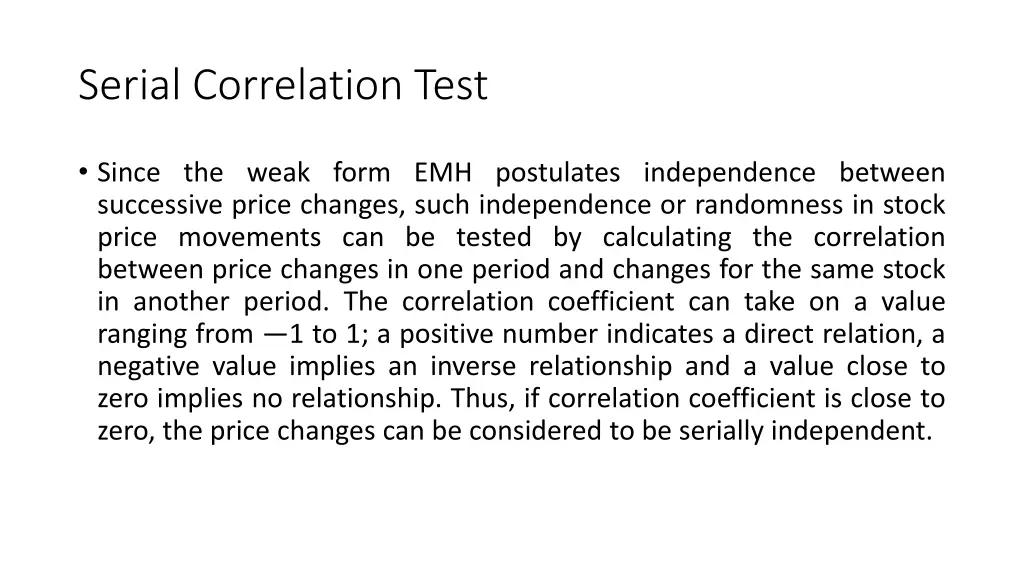 serial correlation test