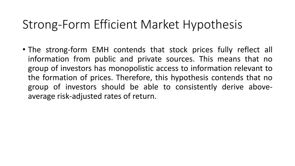 strong form efficient market hypothesis