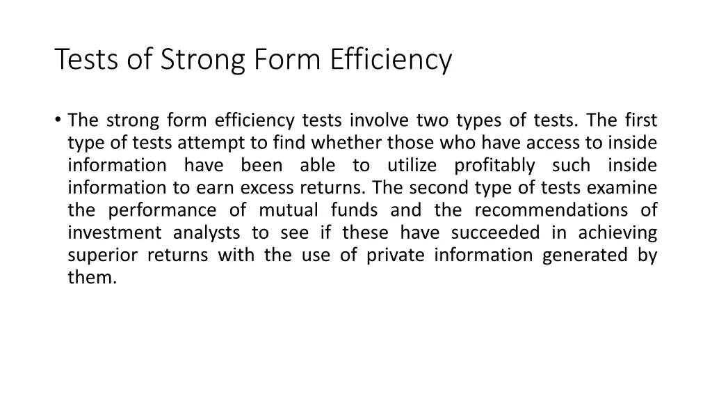tests of strong form efficiency 1