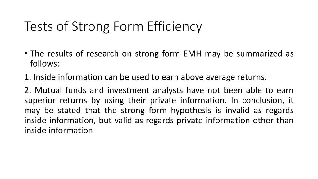 tests of strong form efficiency 3