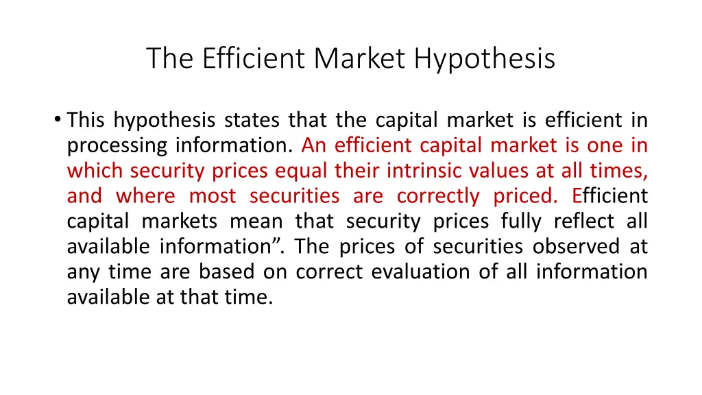 the efficient market hypothesis