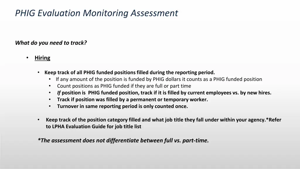 phig evaluation monitoring assessment 4