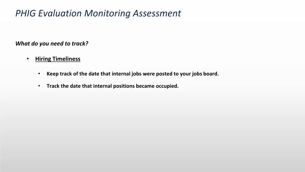 phig evaluation monitoring assessment 6