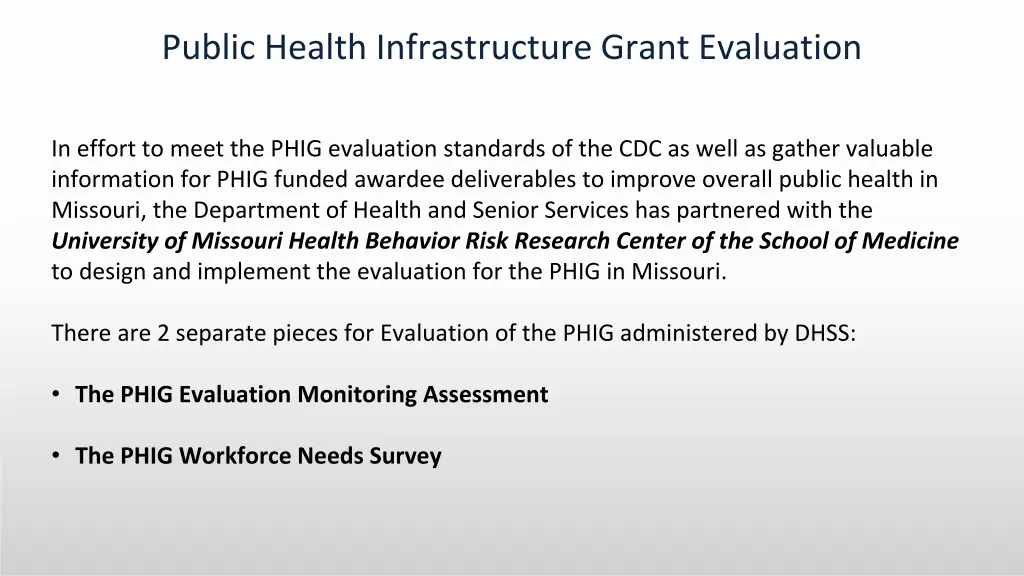 public health infrastructure grant evaluation 1
