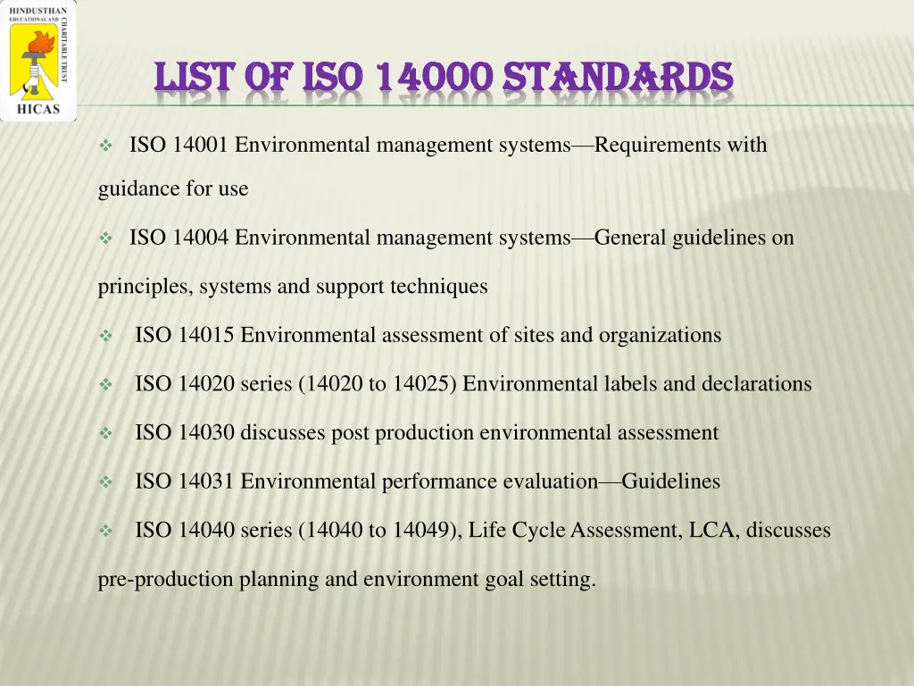 list of iso 14000 standards list of iso 14000
