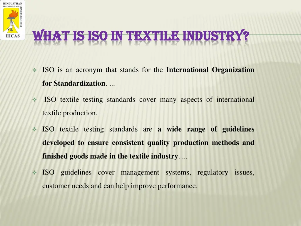 what is iso in textile industry what