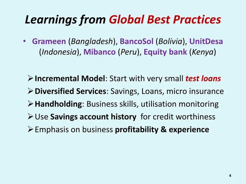 learnings from global best practices