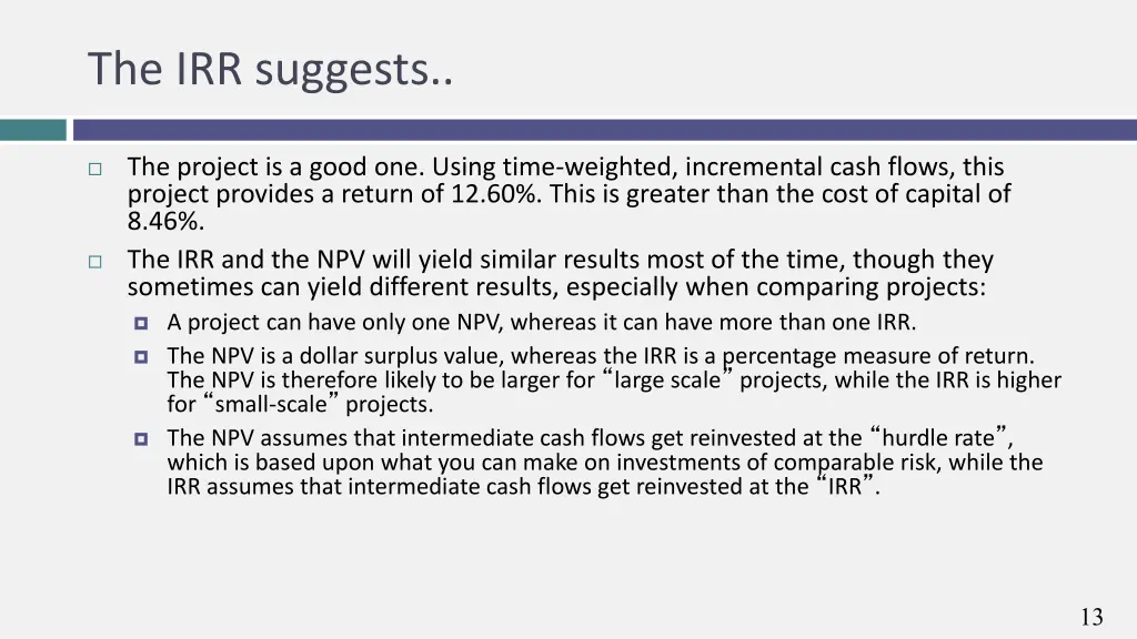 the irr suggests